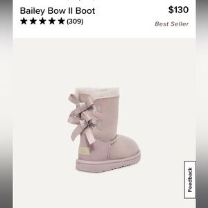 Lavender Ugg Bow-Back Boots Size 10M